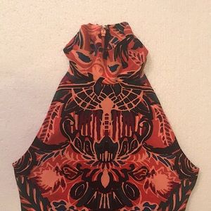 Free People Red Multi-Color Bodysuit XS